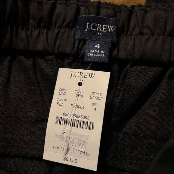 J Crew Women’s 4 28 x 27 Pants Sailor Linen Cotton Blend Tapered Leg Ankle Black - Picture 6 of 16